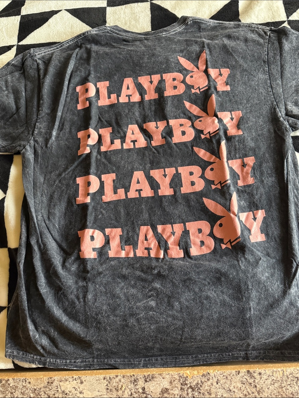Playboy MENS XL Black Graphic Tee with Pink Logo